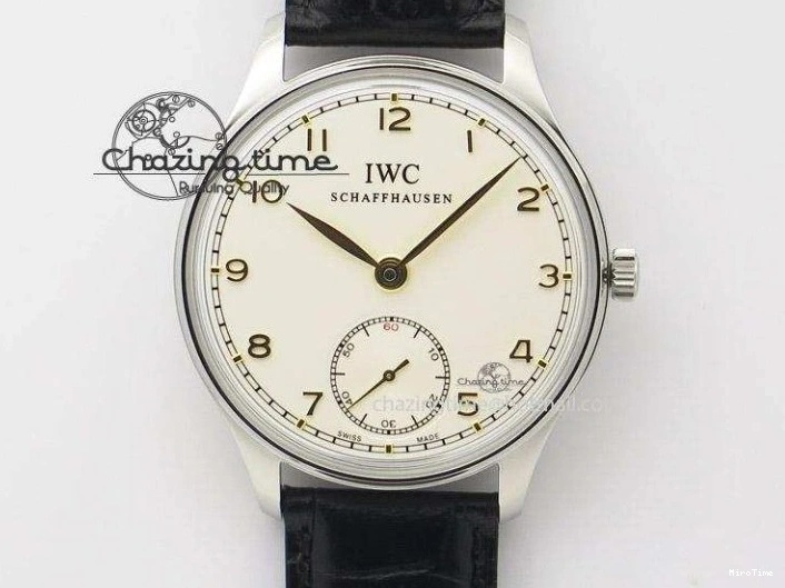 MIROTIME 0331 Sustainable Portuguese IW5444 SS White Dial RG Numbers On Brown Leather Strap A 7256